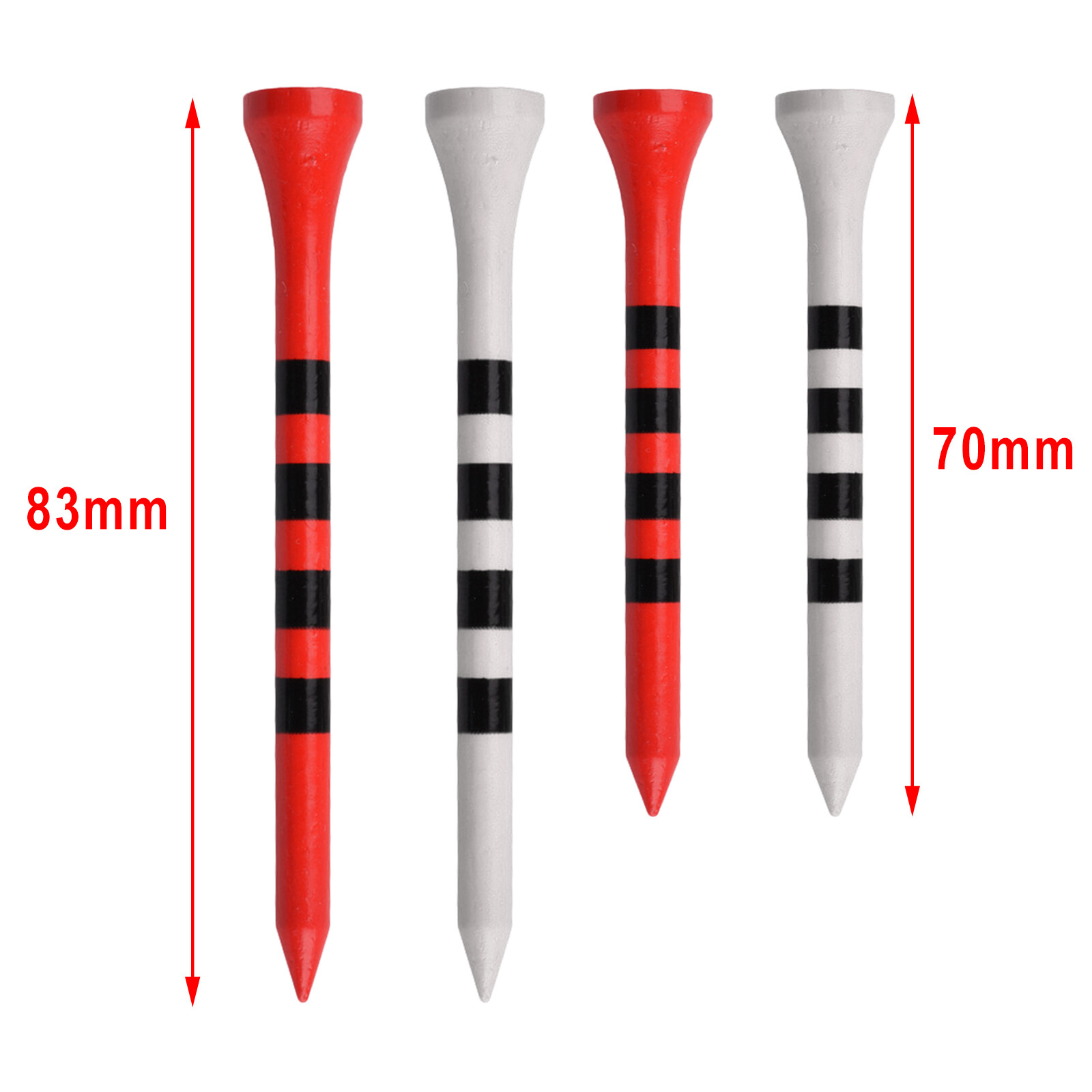 Moon ROCKET 100pcs Bamboo Golf Tees Stripe Mark Scale High Performance