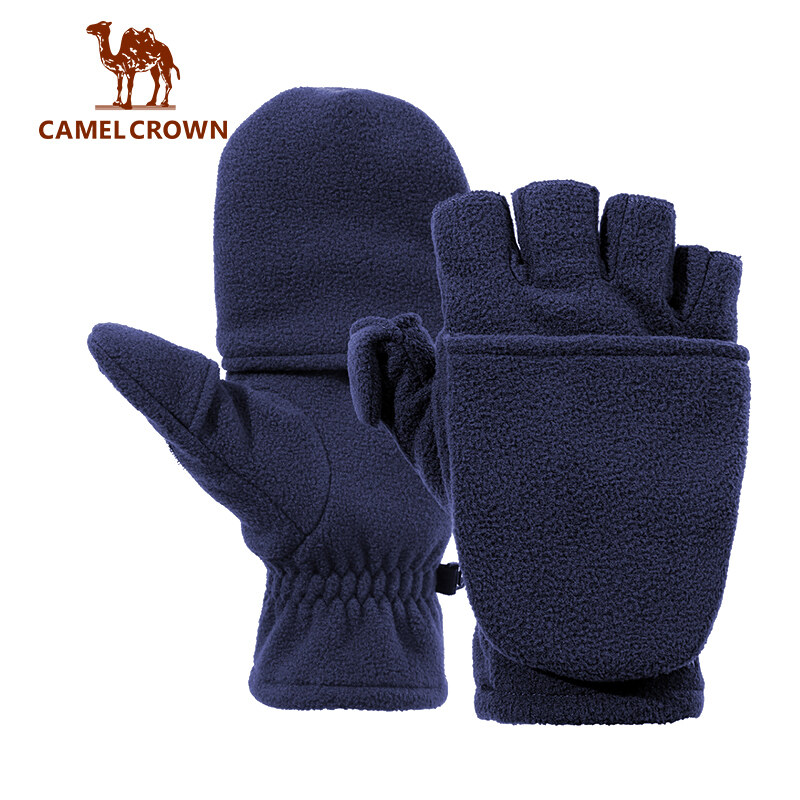 CAMELCROWN Winter Half Gloves Cycling Cotton Glove Warm Riding Clamshell