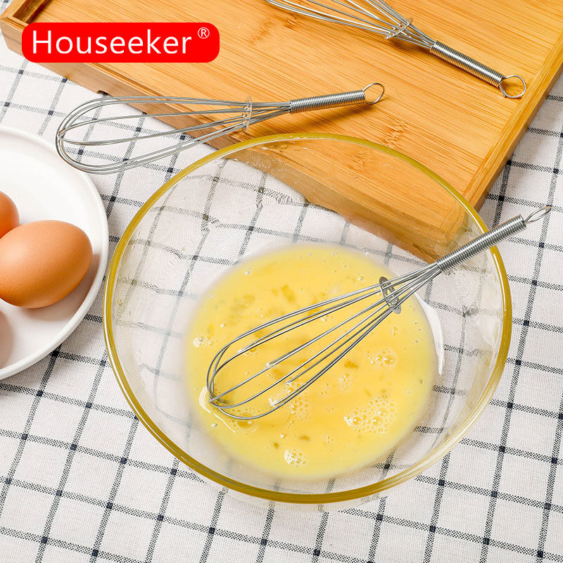 Houseeker 18cm Stainless Steel Egg Beater Hand Whisk Mixer Kitchen Tools