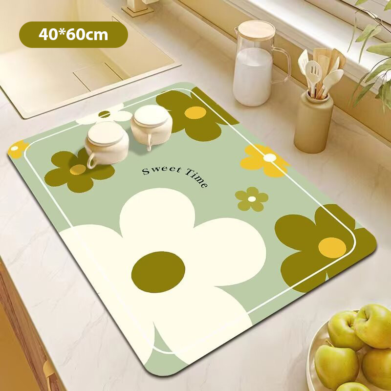 Kitchen Absorbent Mat Countertop Quick Drying Mat Sink Rubber Backed Absorbent Pad Non-slip Technology Cloth Pad