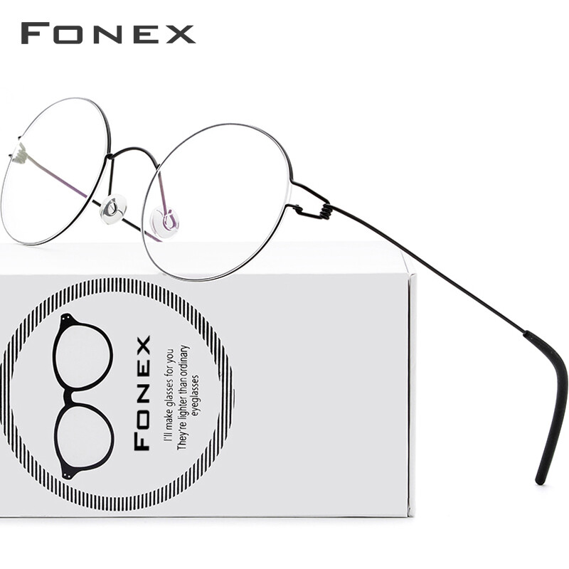 FONEX Screwless Eyewear Eyeglasses Frame Women Round Optical Denmark Korean Glasses Frame Men Titanium 98607