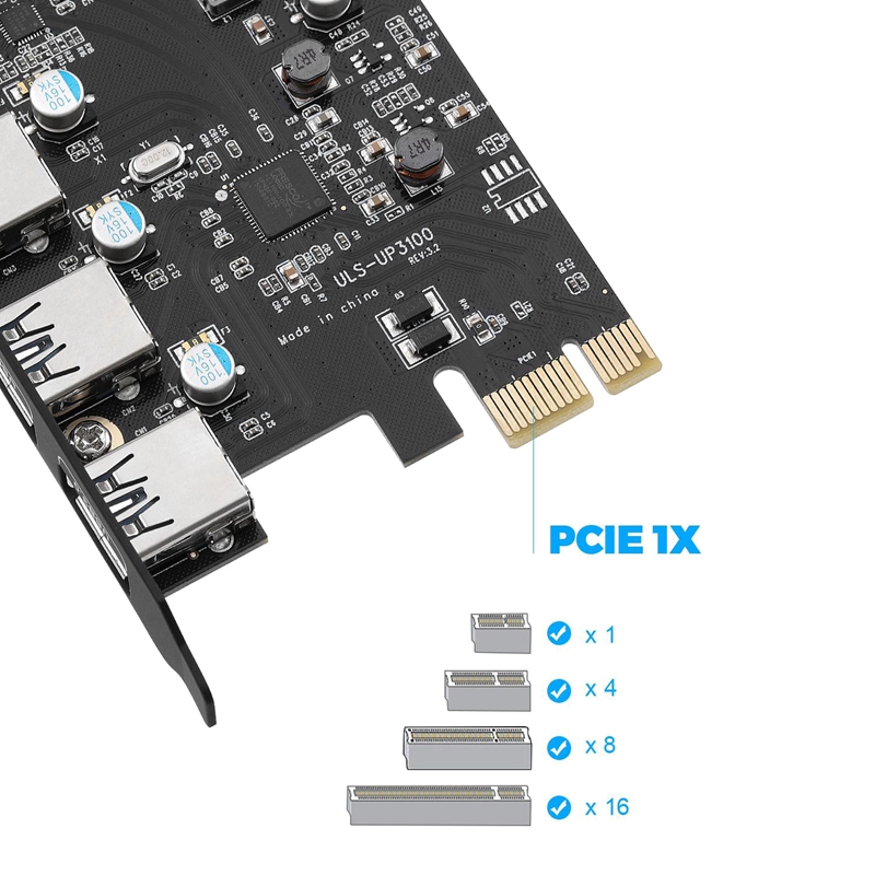 PCI-E to USB 3.0 Card Type C(1) USB A(3 ) Without Additional Power Supply PCI Express Expansion Card for Windows Mac Pro