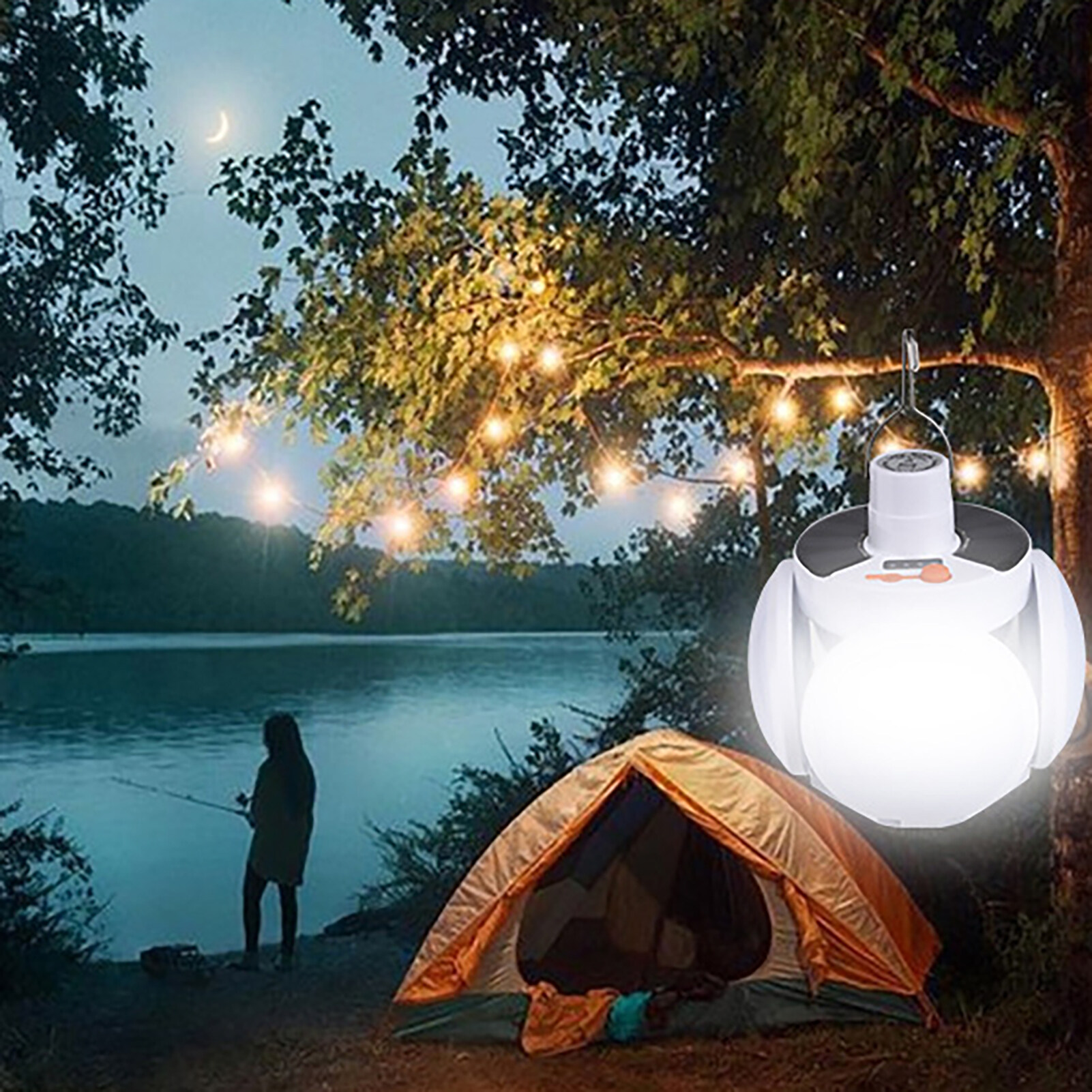 Foldable Rechargeable Solar Powered Bulb Light Camping Night Walk