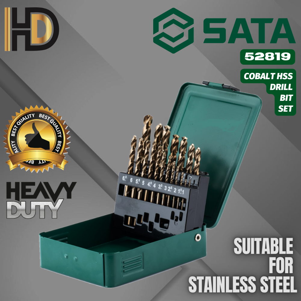 SATA 19 PCS HSS Cobalt Metal Stainless Steel Drill Bit Set
