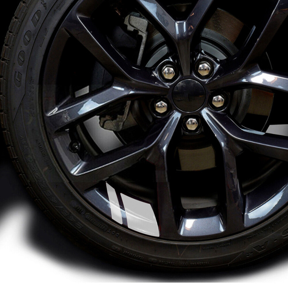 [Free Ship] 6Pcs Reflective Car Wheel Rim Decals Stripe Racing Wheel Rim Stickers Safety Decoration for Size 18"-21" Wheels Car Accessories