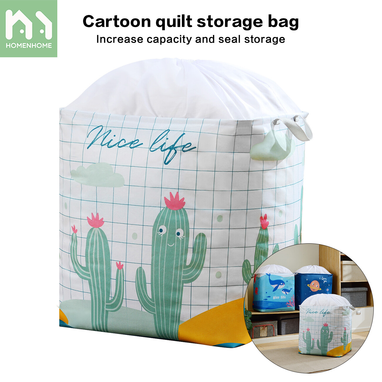 Homenhome Oversized Quilt Storage Bag Fabric Waterproof Clothing Pillow Organizer