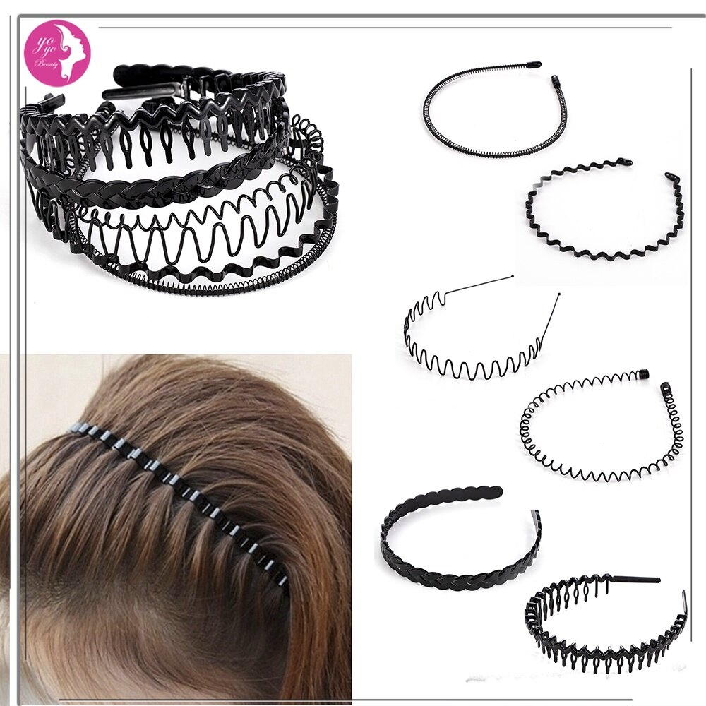 sanhe Ready Stock-Metal Men Sports Wave Headband Women Hair Band Headwear Accessories
