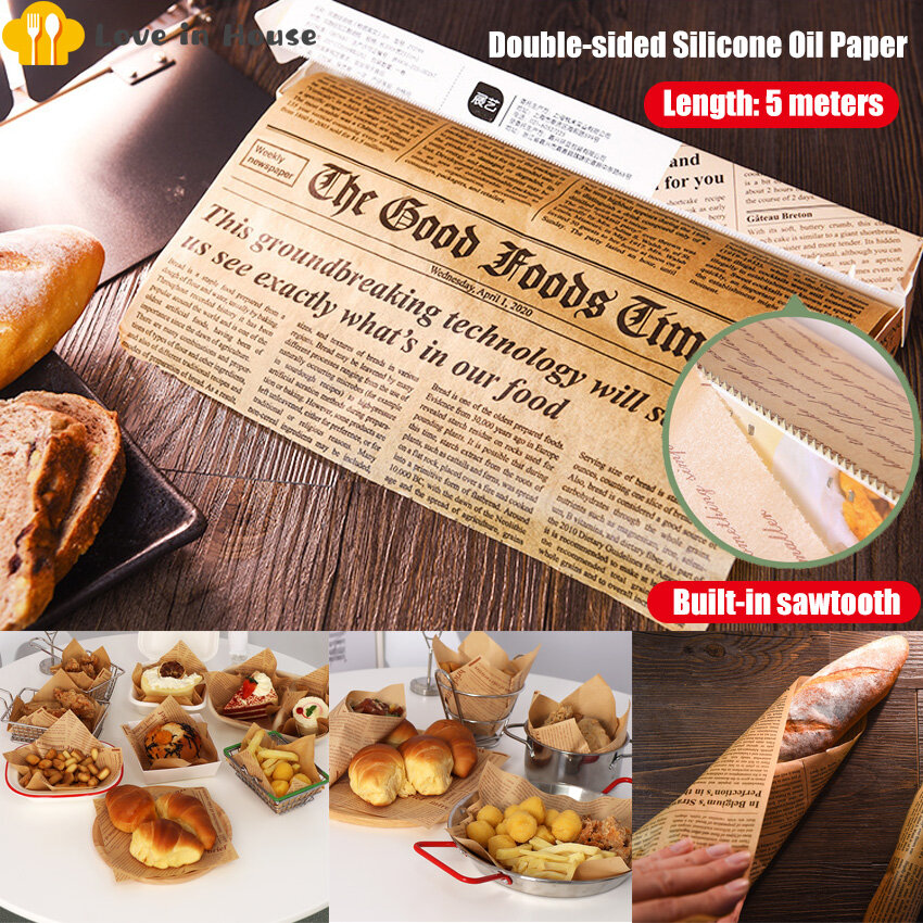 [Hot Sale+In Stock] 5 Meters Parchment Paper Baking Tools Food Grade Grease Paper Bread Sandwich Burger Fries Wrappers Cookie Oilpaper