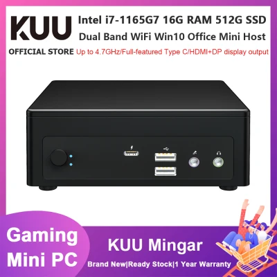KUU Mingar Office Gaming Mini PC Intel Core i7-1165G7 Up to 4.7GHz 16GB DDR4 RAM 512GB SSD 2.4G/5G Dual Band WiFi Bluetooth 4.0 Gigabit Ethernet Windows 10 Mini Host