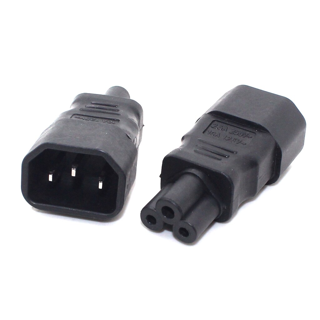 IEC 60320 C5 Receptacle to IEC 60320-C14 Plug Adapter 10A 125V C14 Male ...