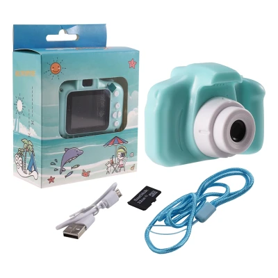 Kids Camera Digital Video Recorder Shockproof Action Camera with 2 Inch IPS Screen and 32GB Memory card, Gift for Girls and Boys, Green