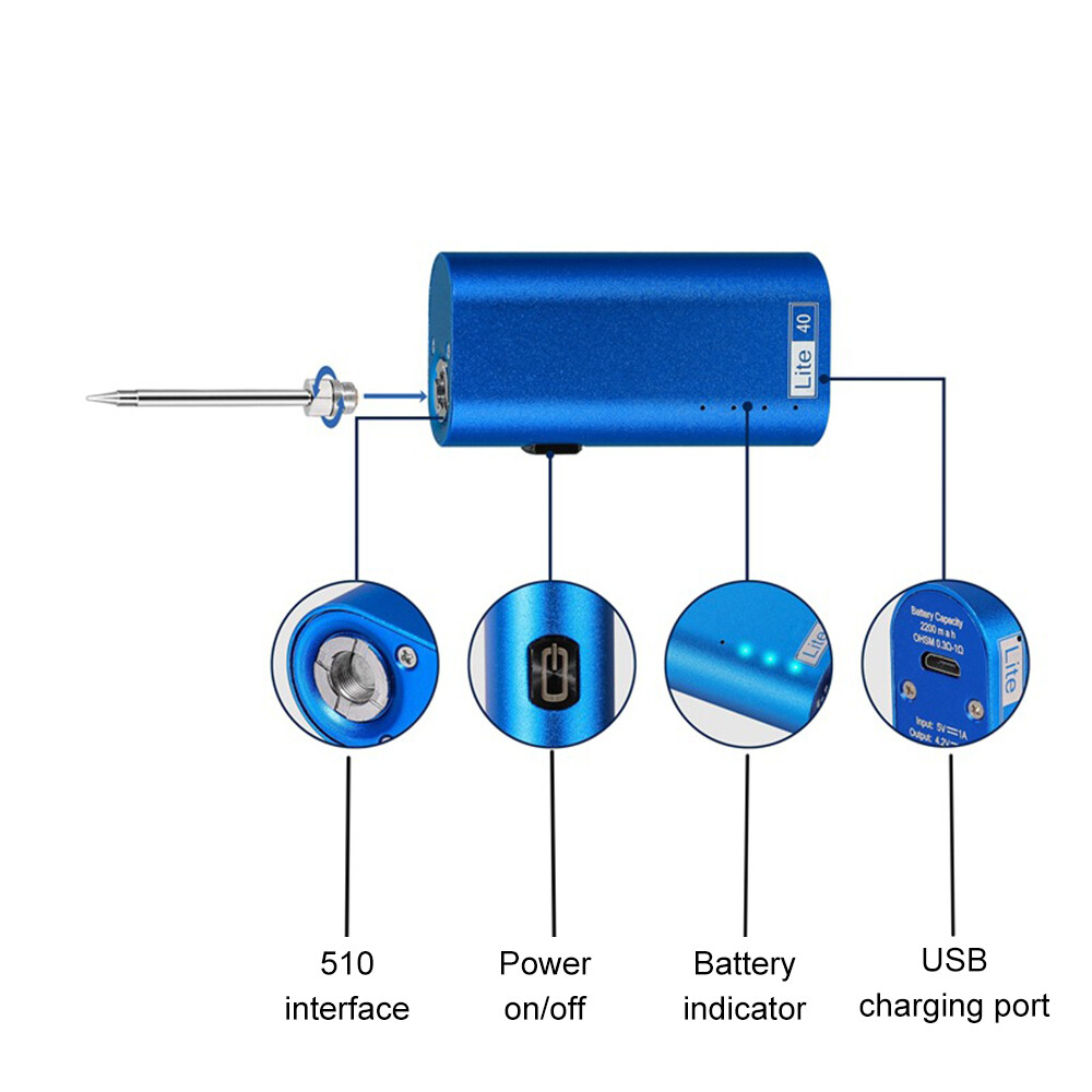 Mỏ Hàn Pin Giao Diện 510 Mỏ Hàn Điện Cầm Tay Sạc USB Không Dây Mỏ Hàn Điện 40W Bảo Trì Hàn Gia Dụng