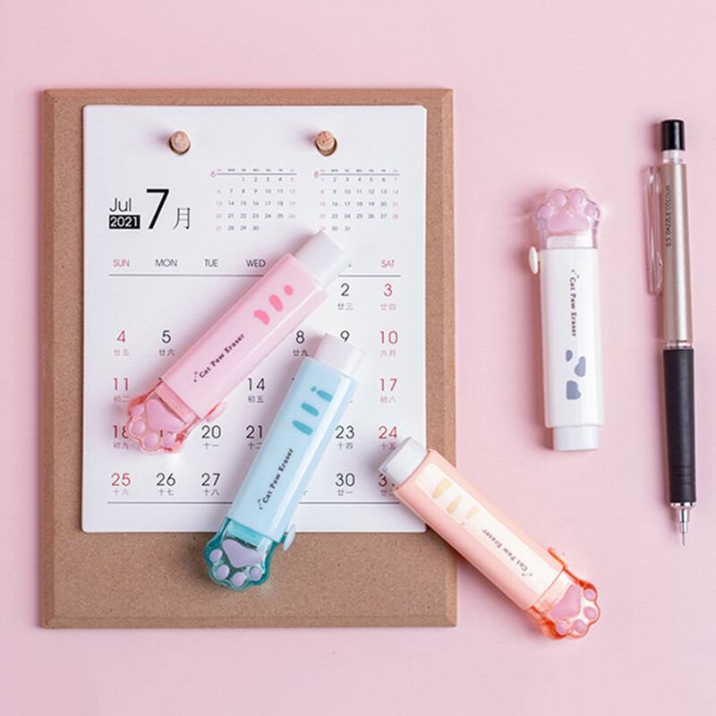 【YIDEA HONGKONG】Cat Paw Shaped Retractable Erasers Cute Rubber for Kids Push-Pull Rubber Eraser for Students Writing