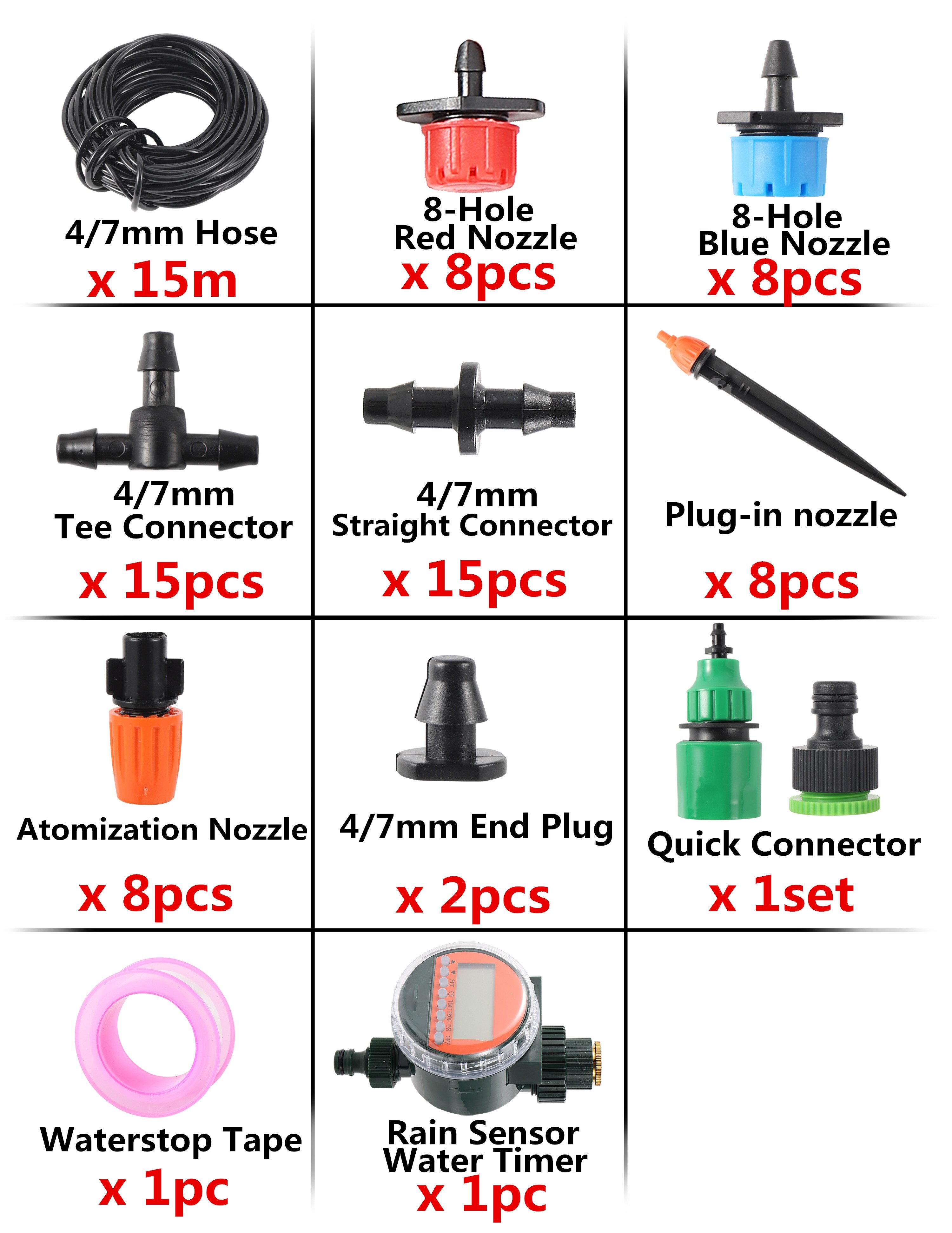 5/10/15/20/25/30/40M Smart Automatic Garden Irrigation System Intelligent Rain Sensor Timer Self Watering Kit Micro Drip Misting Cooling Humidify Set