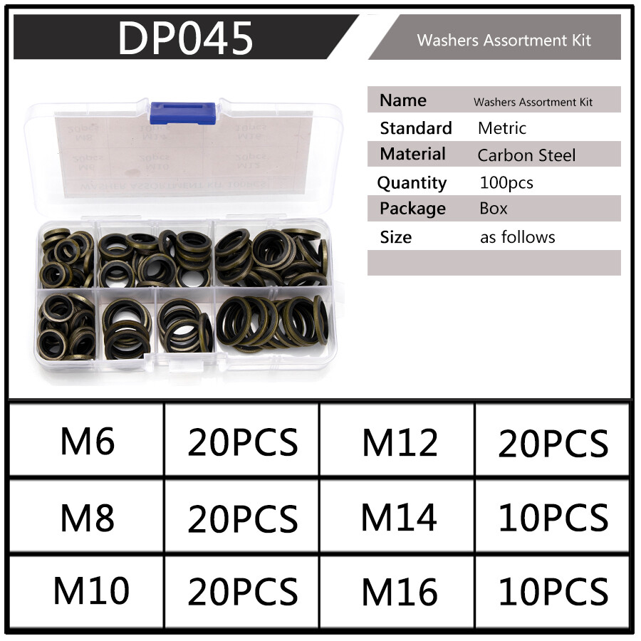 Tool Box Hand Tools Sealing Gasket M6 M8 M10 M12 M14 M16 High Pressure Flat Washer O-Ring Seal Gauge Couplers Socket
