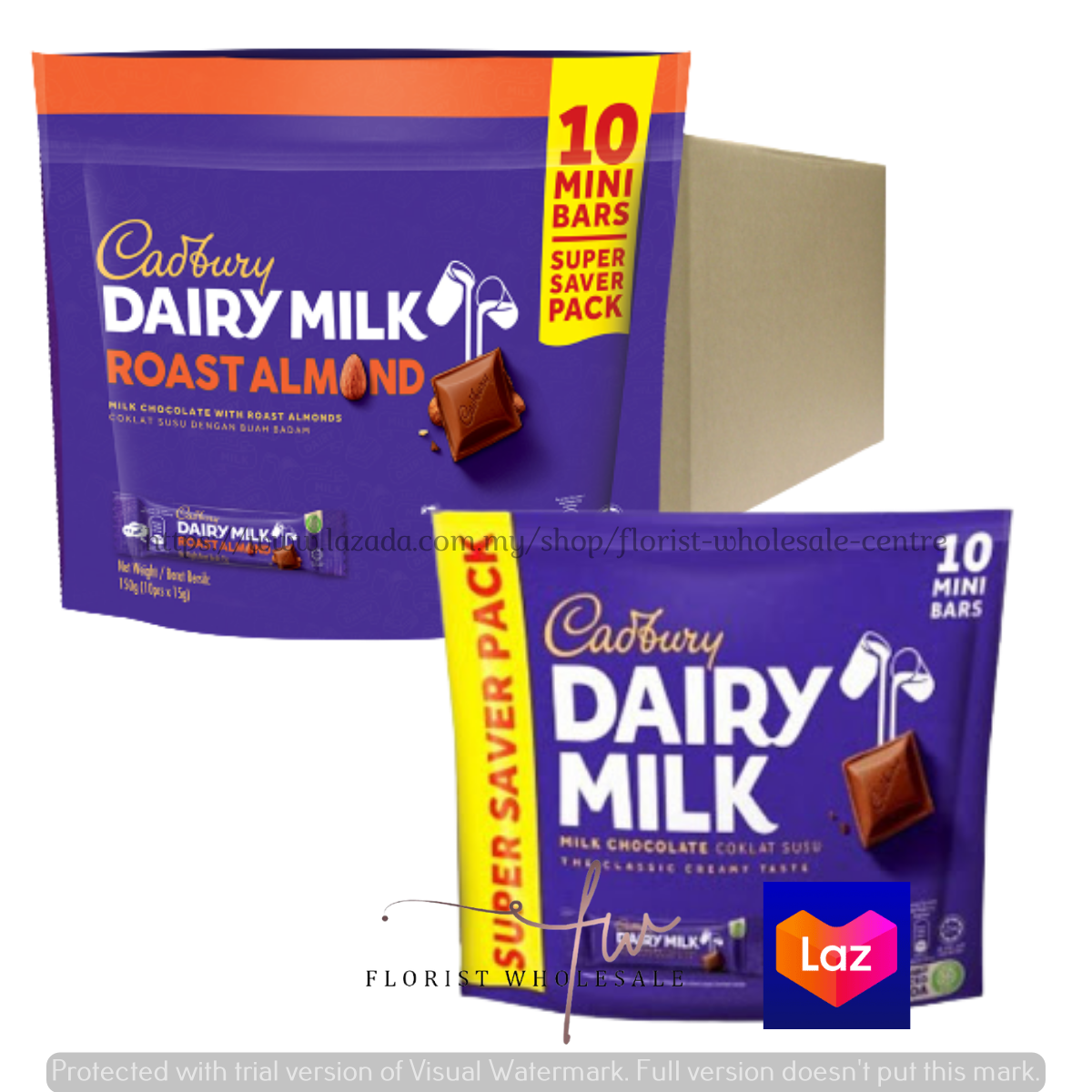 CADBURY DAIRY MILK MINI BAR ORIGINAL / ALMOND (10 MINIBAR) (15 GRAM X