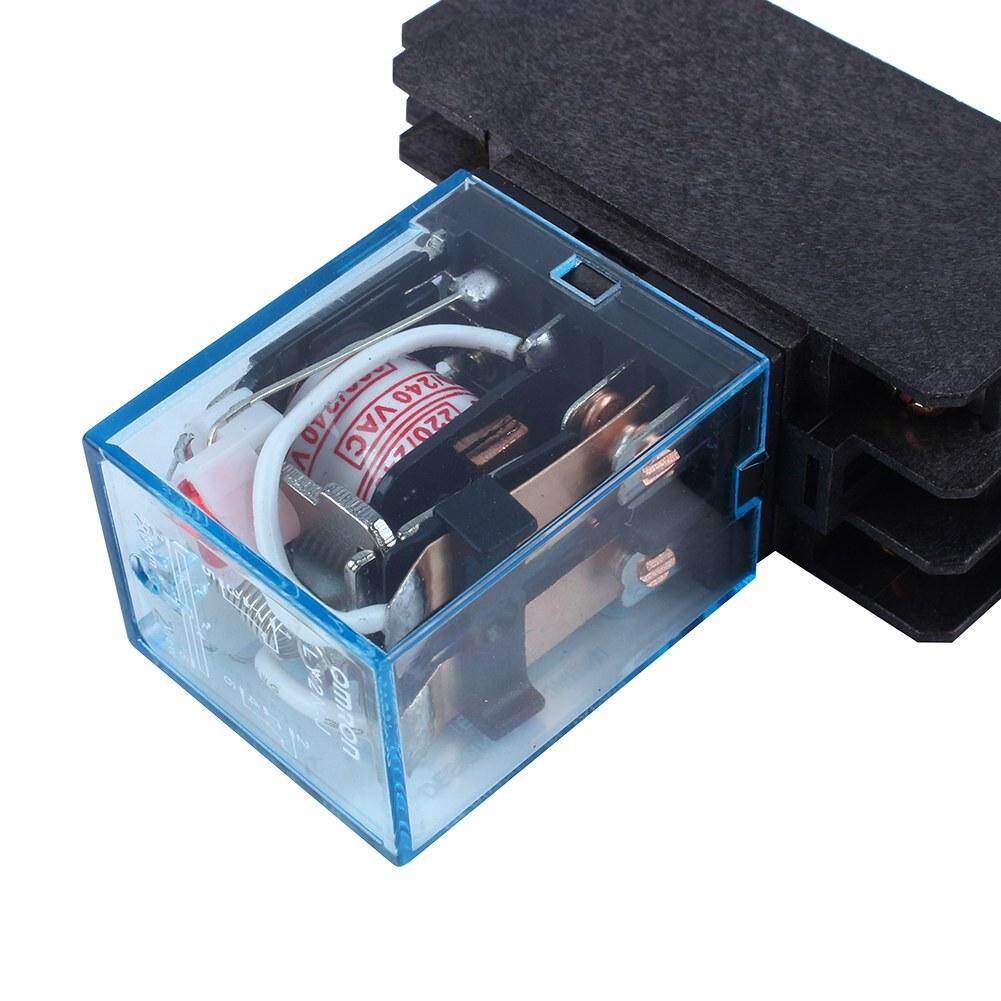 New AC 220V Coil Power Relay 10A DPDT LY2NJ HH62P HHC68A-2Z With Socket Base