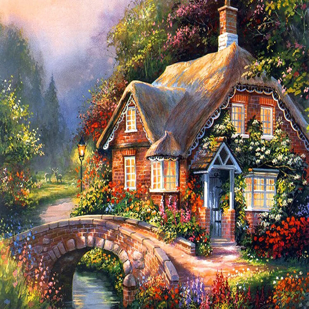 【sikiwind】5D DIY Full Round Drill Diamond Painting Relaxing Village Cross Stitch Kit