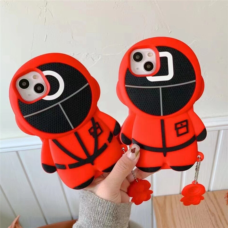Korean Style INS New Cartoon Cute Funny Red Squid game Soft TPU