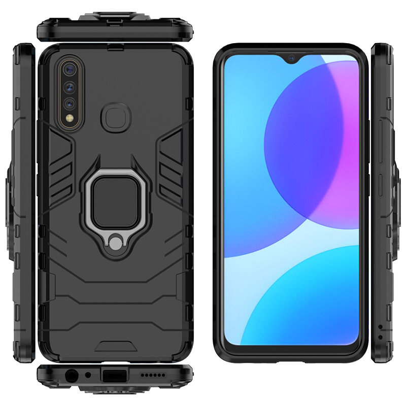 For Vivo U1 U3,Vivo Y15 Y17 Y19 Case, Armor TPU and Hard PC Cover Magnetic Stand Cover Silicone Phone Casing