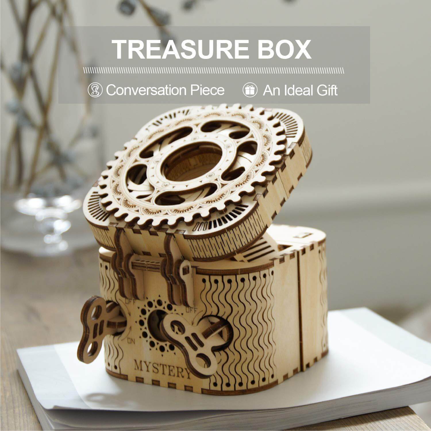 Treasure Box ROKR 3D Wooden Puzzle-Model Building Kits-DIY Assembled Toys-Brain Teaser Educational and Engineering for Girls,Boyfriend,Adults,DIY Lovers,When Christmas Birthday