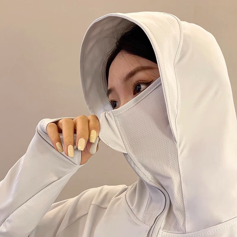 UPF50 + Lụa Băng Quần Áo Chống Nắng Nữ Mỏng Ngắn Áo Chống Tia UV