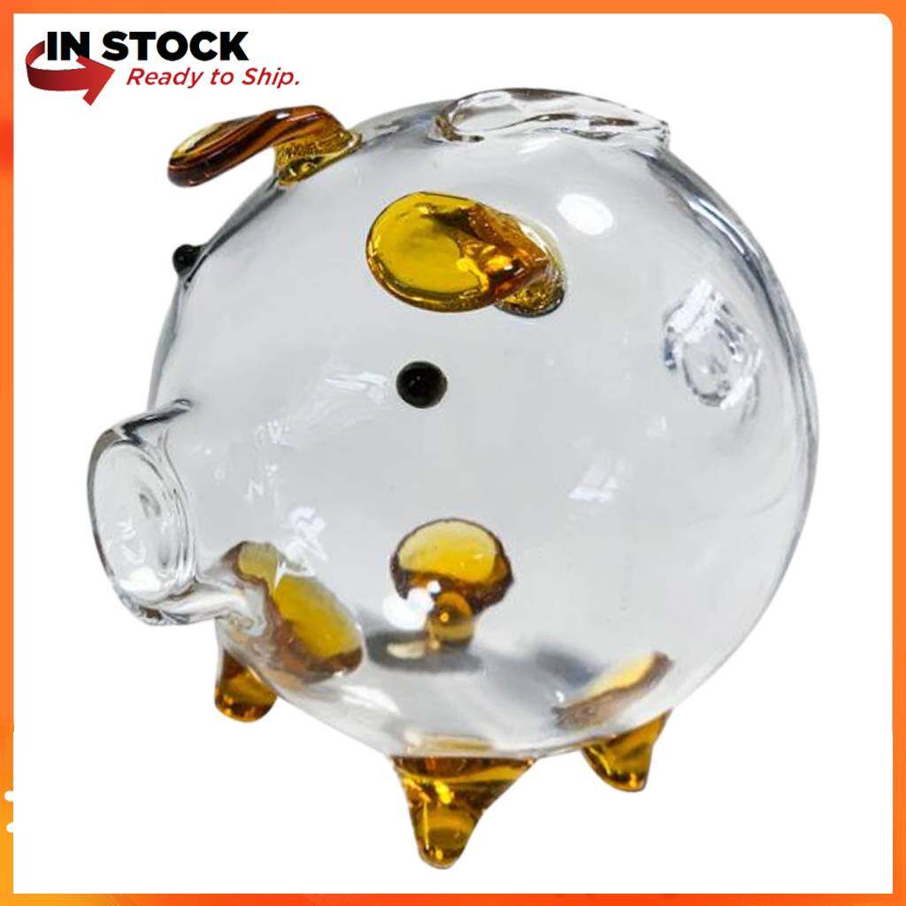 Ulight Glass Pig Piggy Bank Storage Bottle Tiny Bottles Novelty Saving Money Box Money Saving Bank Cute Piggy Bank Tabletop Decor