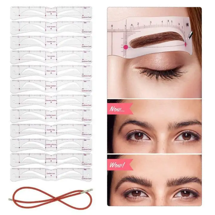 Hot 12pcs Set Reusable Eyebrow Stencil Eye Brow Diy Drawing Guide Styling Shaping Grooming Template Card Easy Makeup Lazada Styling Shaping Grooming Template Card