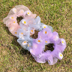 1 PC Hàn Quốc Hoa Thêu Scrunchies Đàn Hồi Dây Buộc Tóc Kiểu Đuôi Ngựa Dây Buộc Tóc Phụ Kiện Tóc