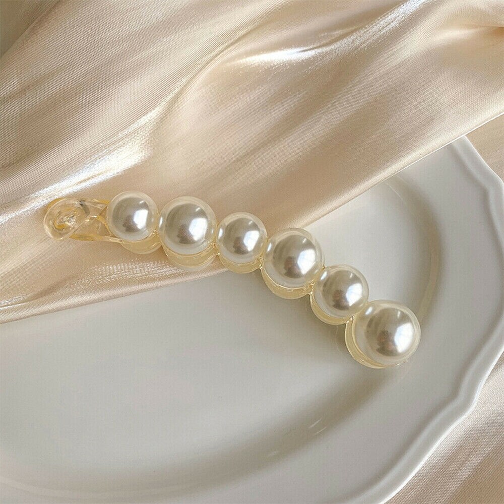 ☌ xijing3.my Korean Ins Pearl Banana Clip Vertical Ponytail Hairpin