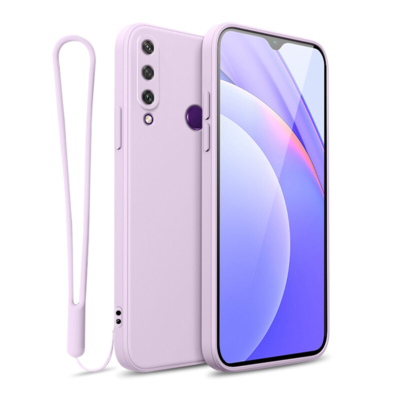 YBD case For Huawei Y6P Y7P 2020 Accurate camera hole protection Casing ,Thin Soft Liquid Silicone Cover Candy Color Cases with free phone Lanyard