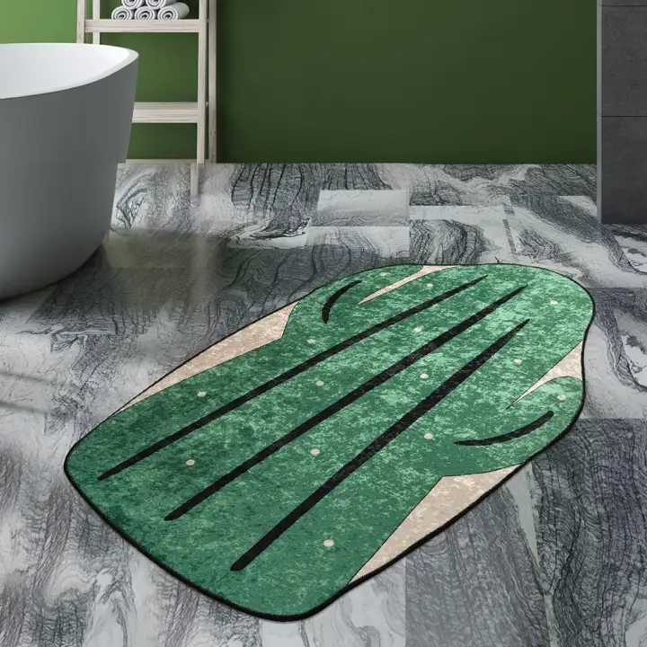 Big Cactus Bathroom Toilet Carpet Mat Clean Antibacterial Non Slip Sole Washable Fashion Pleasant Popular Decoration Plant Green Lazada Singapore