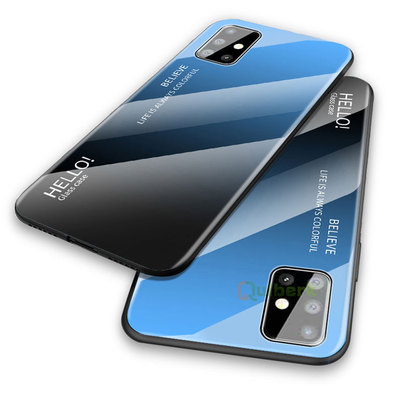 Đối với Samsung Galaxy A51 Vỏ kính cứng Gradient Chống xước Bảo vệ mặt sau