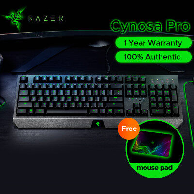 แป้นพิมพ์Razer Cynosa Proคีย์บอร์ดสำหรับเล่นเกมแบบมีสายเมมเบรนแบ็คไลท์สำหรับเกมเครื่องบันทึกขนาดมาโครกุญแจตั้งโปรแกรมได้104ปุ่มสำหรับแล็ปท็อปPC