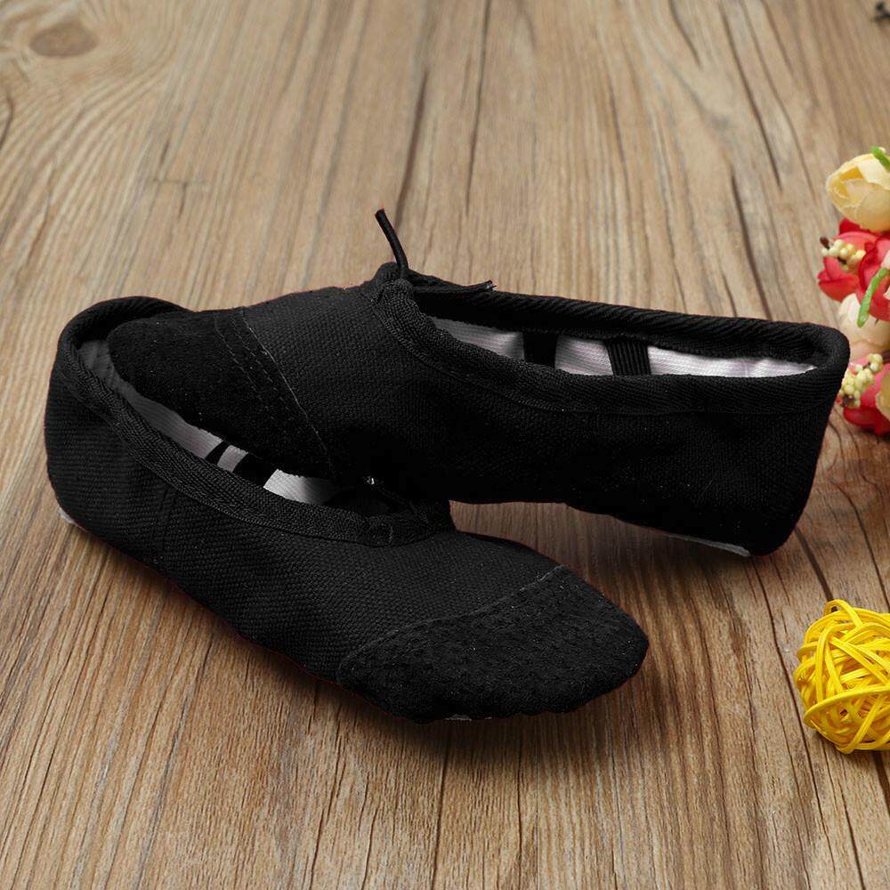 Kids Girls Canvas Leather Ballet Pointe Dance Shoes Fitness Gymnastics Slippers
