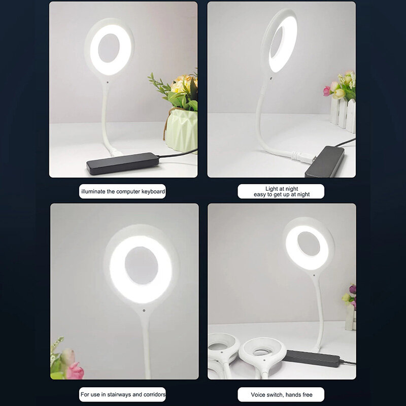 Voice Control Night Light USB Direct Plug Portable Led Desk Lamp Eye Protection Study Reading Table Light Dormitory Bedside Lamp