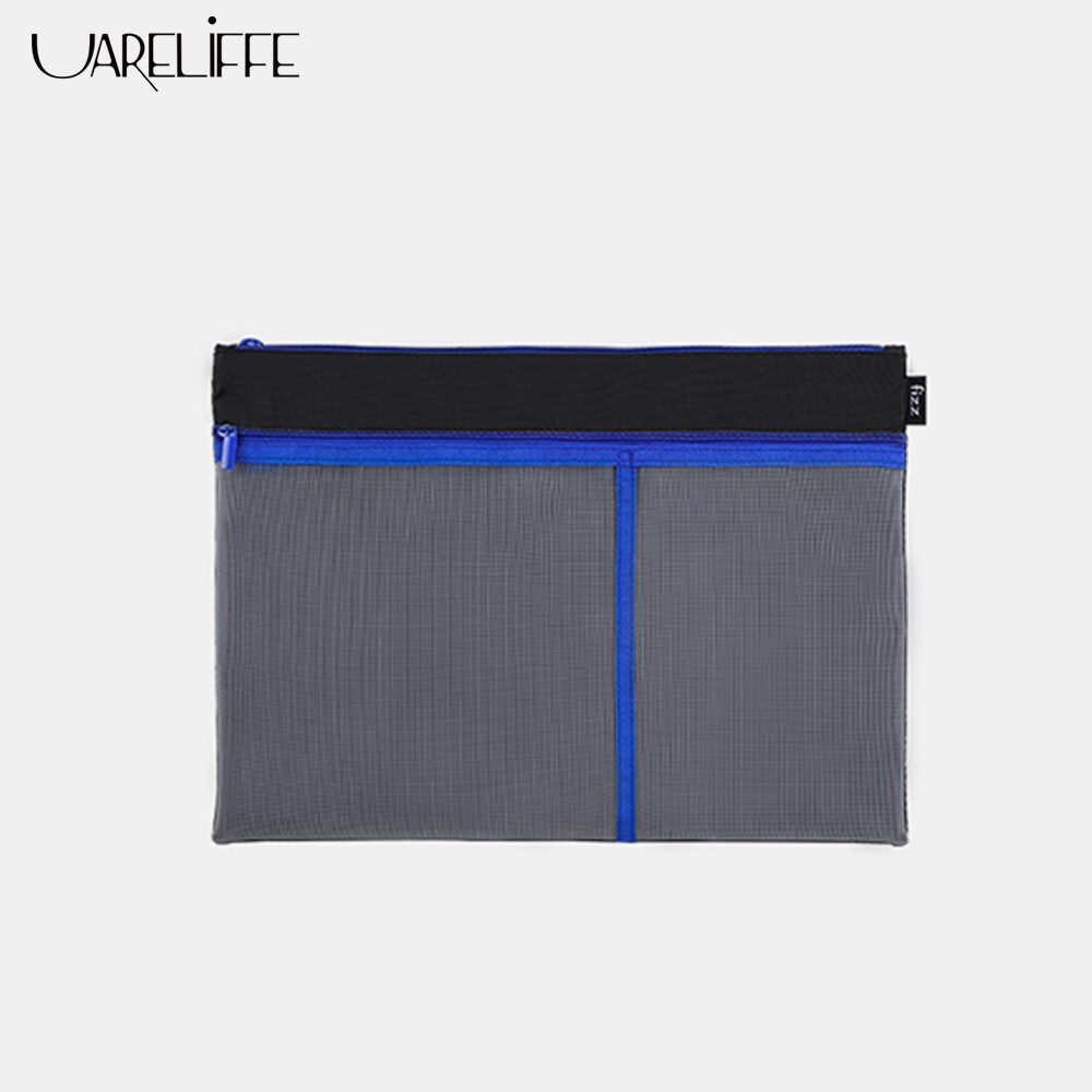 Uareliffe Fizz A4 File Bag Zipper Bag A4 Storage Large Capacity Mesh File Bag Three Divisions Handbag For Student Office School Stationery Supplies