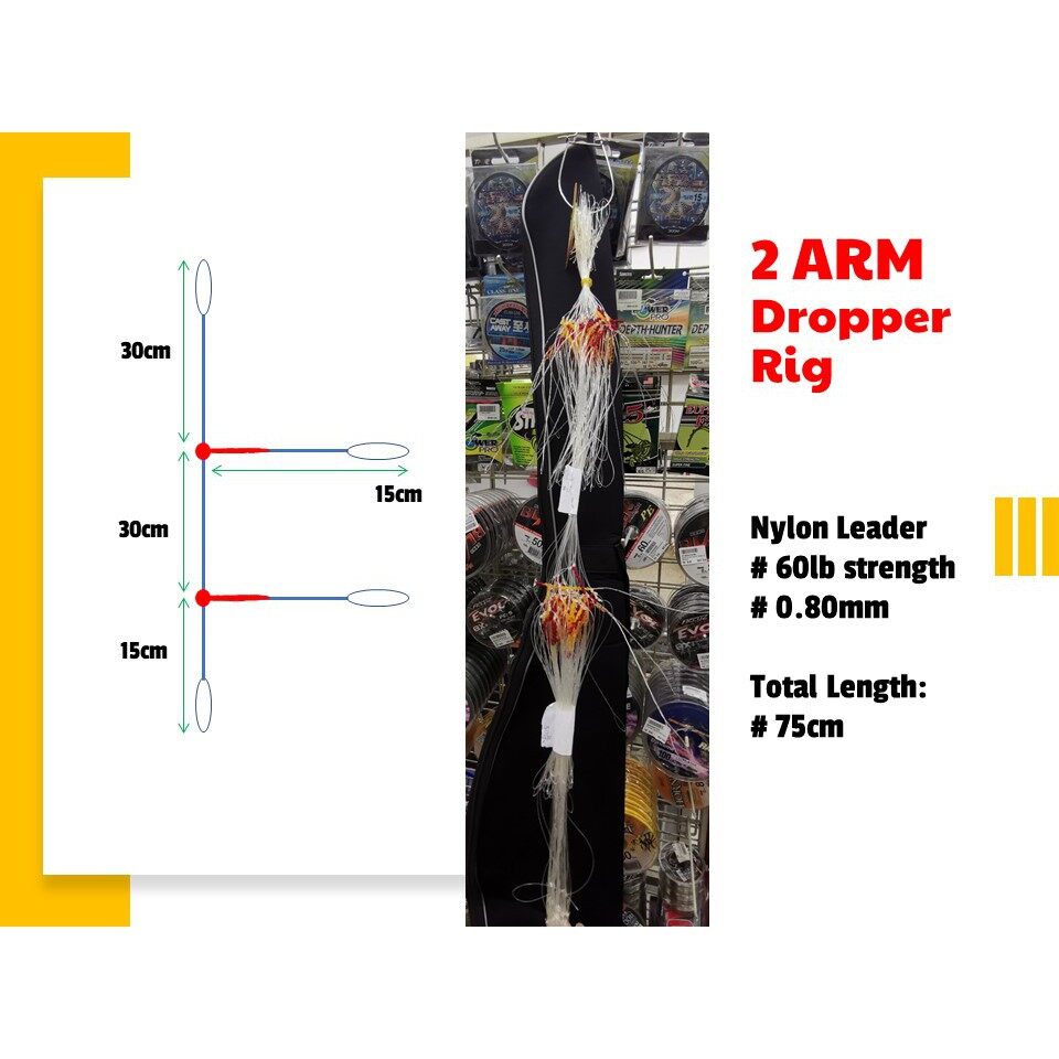 PESCA Nylon Leader Dropper Rig (1, 2, 3, 4, 5 arm) Perambut Jenahak