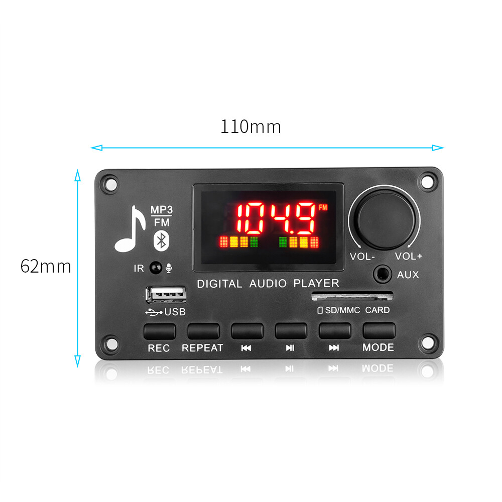 BOKEWU 40/80W Amplifier Bluetooth 5.0 Decoder Board 12V Wireless Handsfree MP3 Player Support FM TF USB AUX