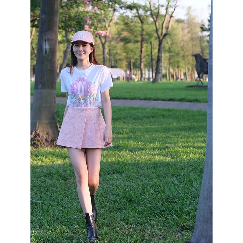 Maje migii summer new four-leaf clover print pattern white loose short sleeve t-shirt top woman