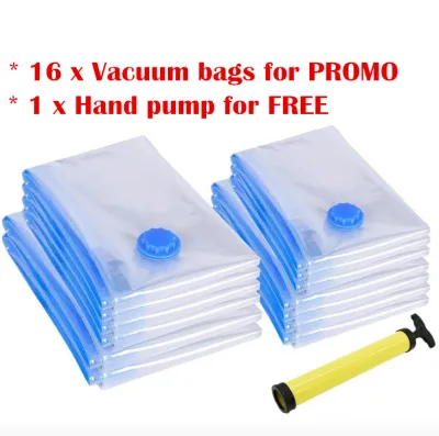 [Ready Stock] Promotion 16PCS Vacuum Bags 70x50CM Reusable Compression Storage Bag for Clothes Pillow Comforter (Transparent)
