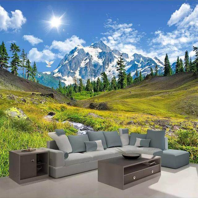 Wall mural photo art Wall mural Snow Mountain interioir photo wallpapers Stickers Vinyl Wall Mural For Living Room Bedroom