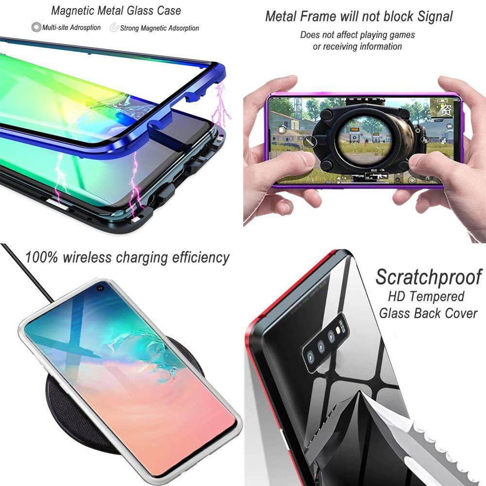 Cho Samsung Galaxy S25 S24 S23 22 S21 S20 S10 FE Plus Ultra 10 20 Pro Vỏ điện thoại, hai mặt thủy tinh 360 bọc hoàn toàn Vỏ khung kim loại bám hút nam châm