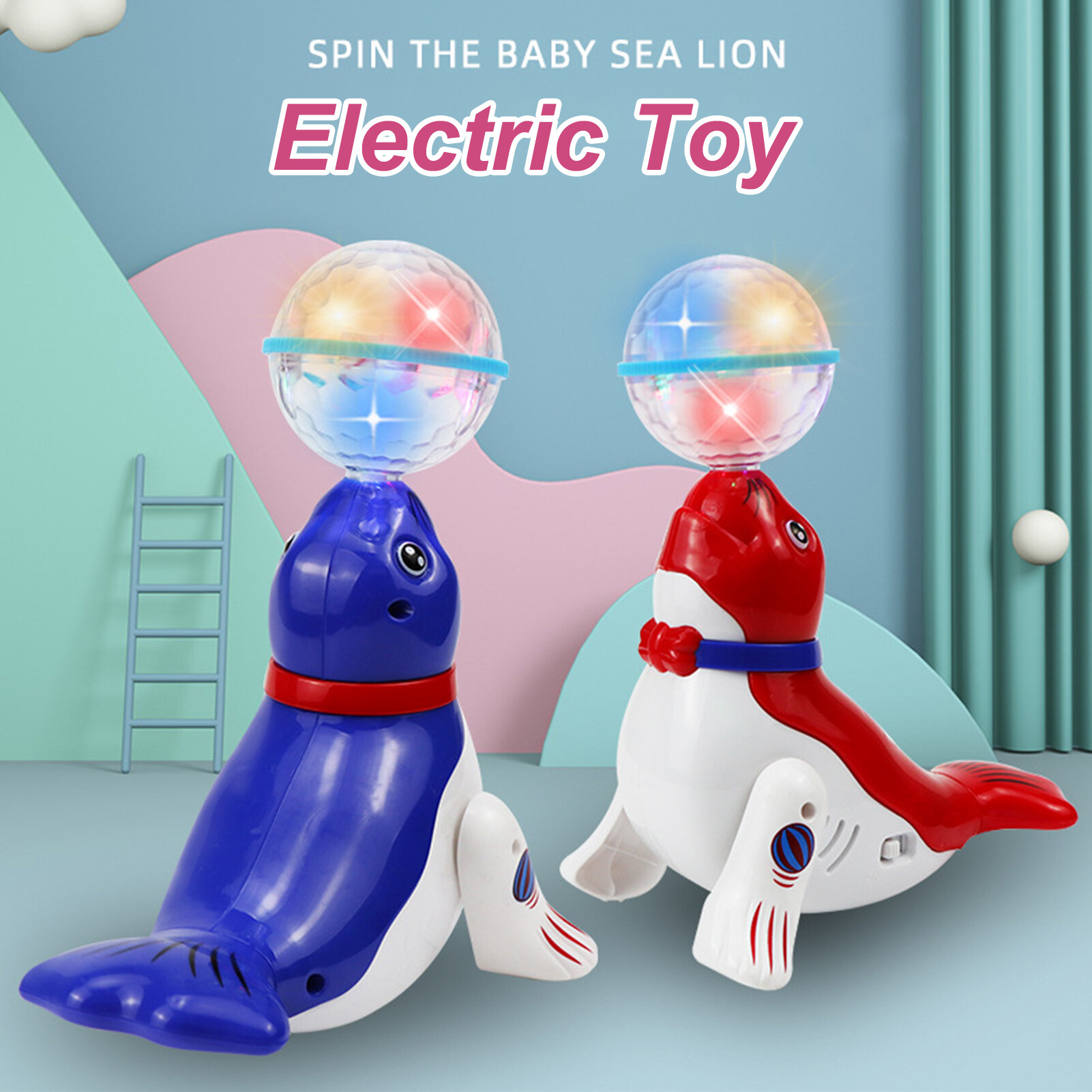 HZY Electric Music Lighting Sea Lion Toy Cognitive Ability Interactive Ability Intelligence Rotating Lights Dancing Sea Lions Electric Sea Lion Pets for Kids