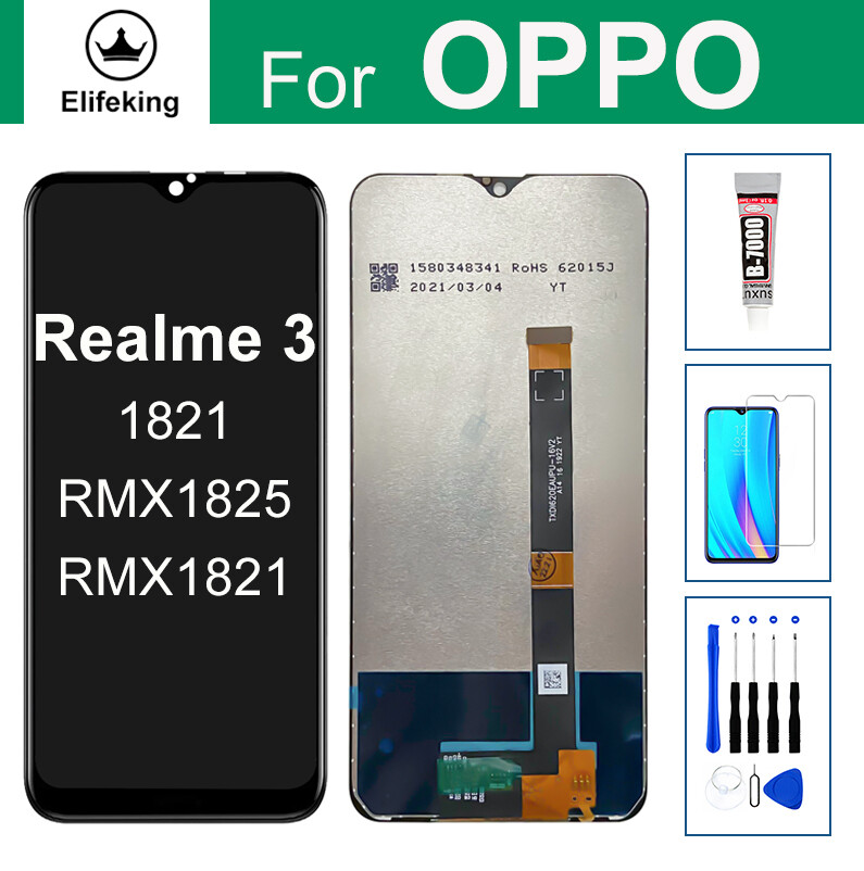 Aaa+++ for oppo realme 3 rmx1825 lcd display touch screen digitizer assembly replacement no dead pixel free tools +tempered glass