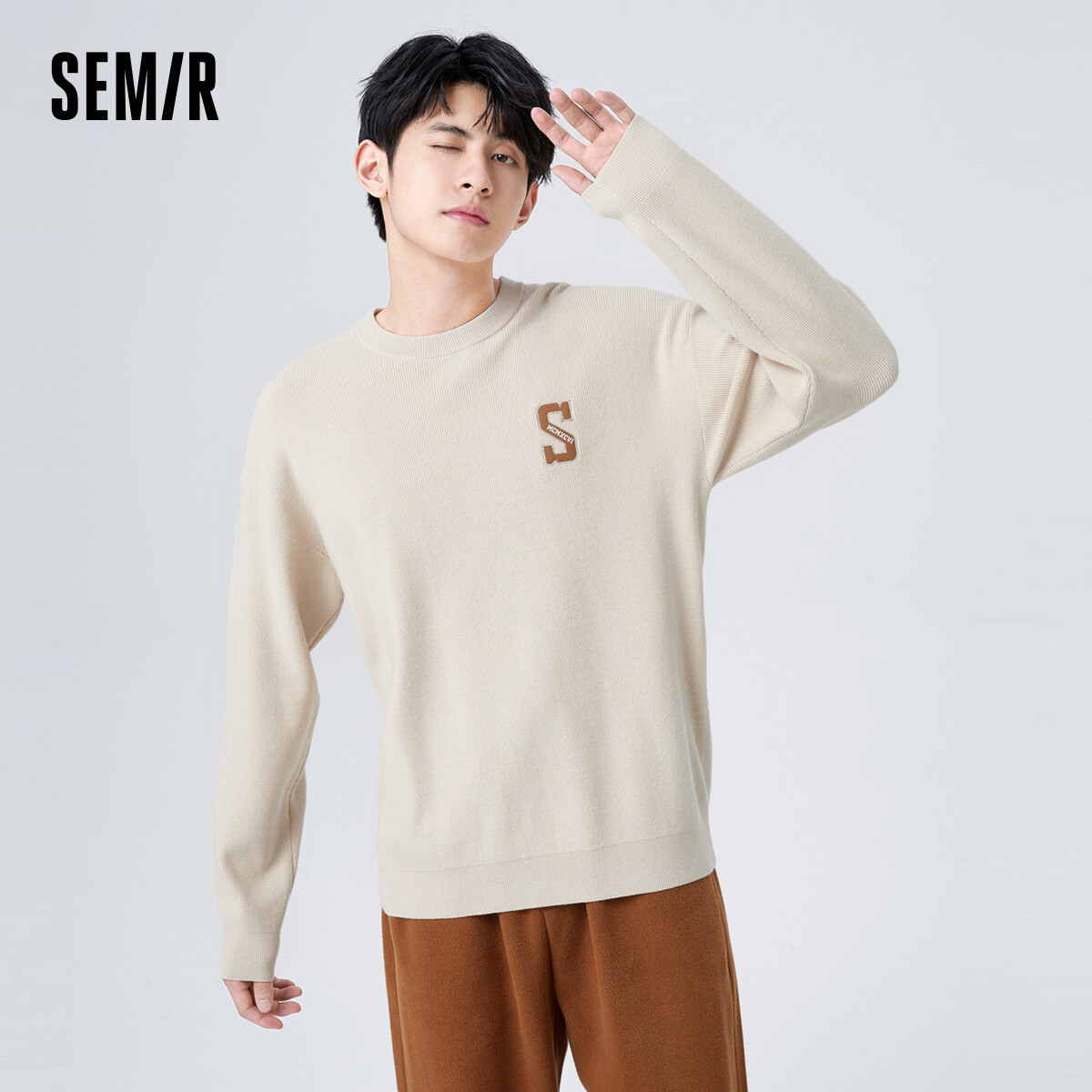 Semir Sweater Men 2023 Winter New Loose Sweater Fashionable Round Neck Sweater