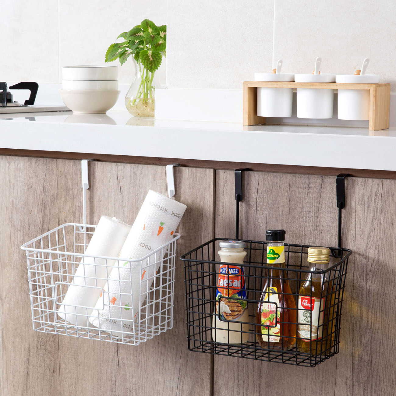 CNMF Wall-mounted Iron Storage Basket Suit for Cabinet