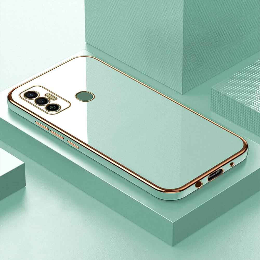 For Tecno spark7 spark7t Case, Fashion INS Electroplated Bling Girl Boy Couples Straight Side Simple Soft TPU Phone Back Cover Case For TECNO Spark 7/ Spark 7T