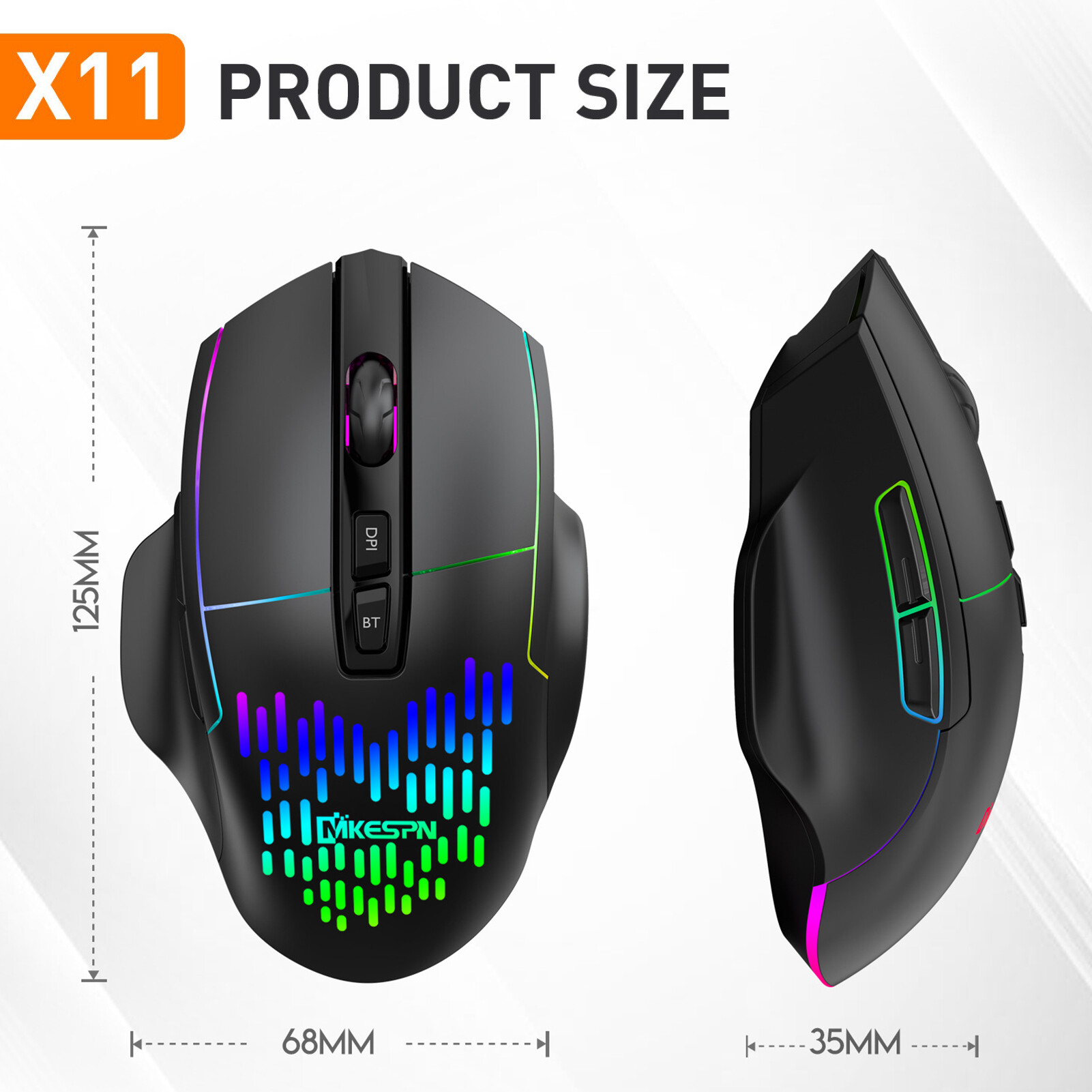 Chuột Type-C Công Thái Học Tương Thích Bluetooth Chuột Không Dây Không Ồn Ào X11 Ba Chế Độ Cho Máy Tính Xách Tay