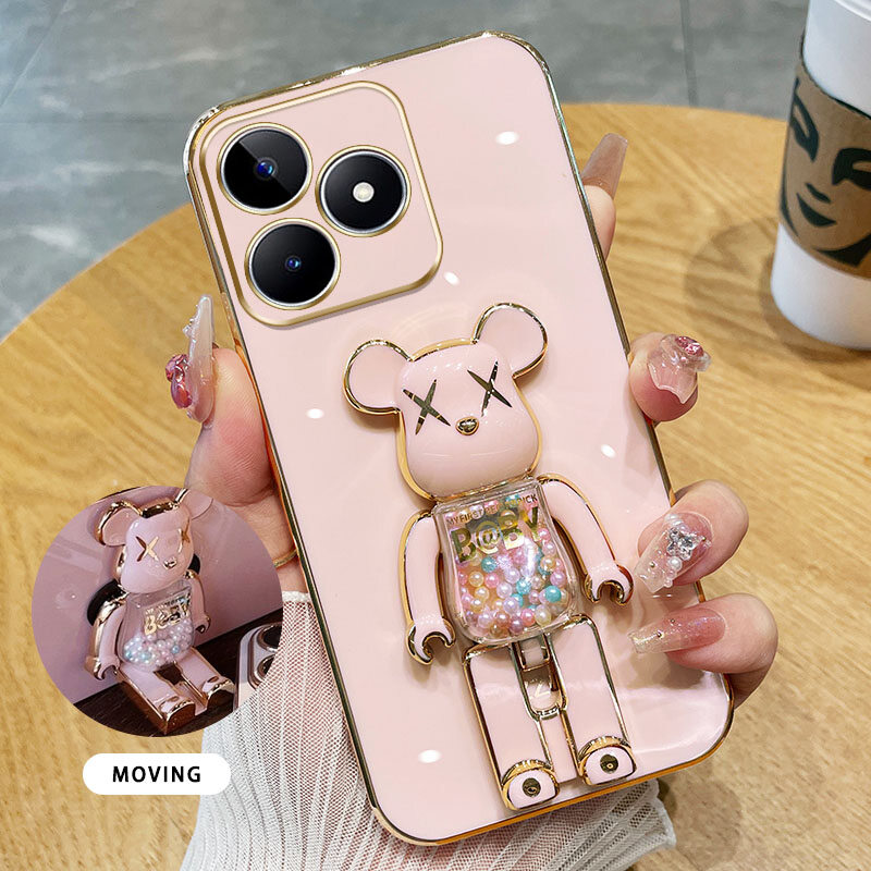 YBD 3D Candy Bear Bracket Phone Case For Xiaomi POCO M6 Pro POCO X6 NEO Redmi Note 13 Pro Plus Note 13 Pro+ 4G 5G High End Soft Silicone Material(Bracket Can Rotate)